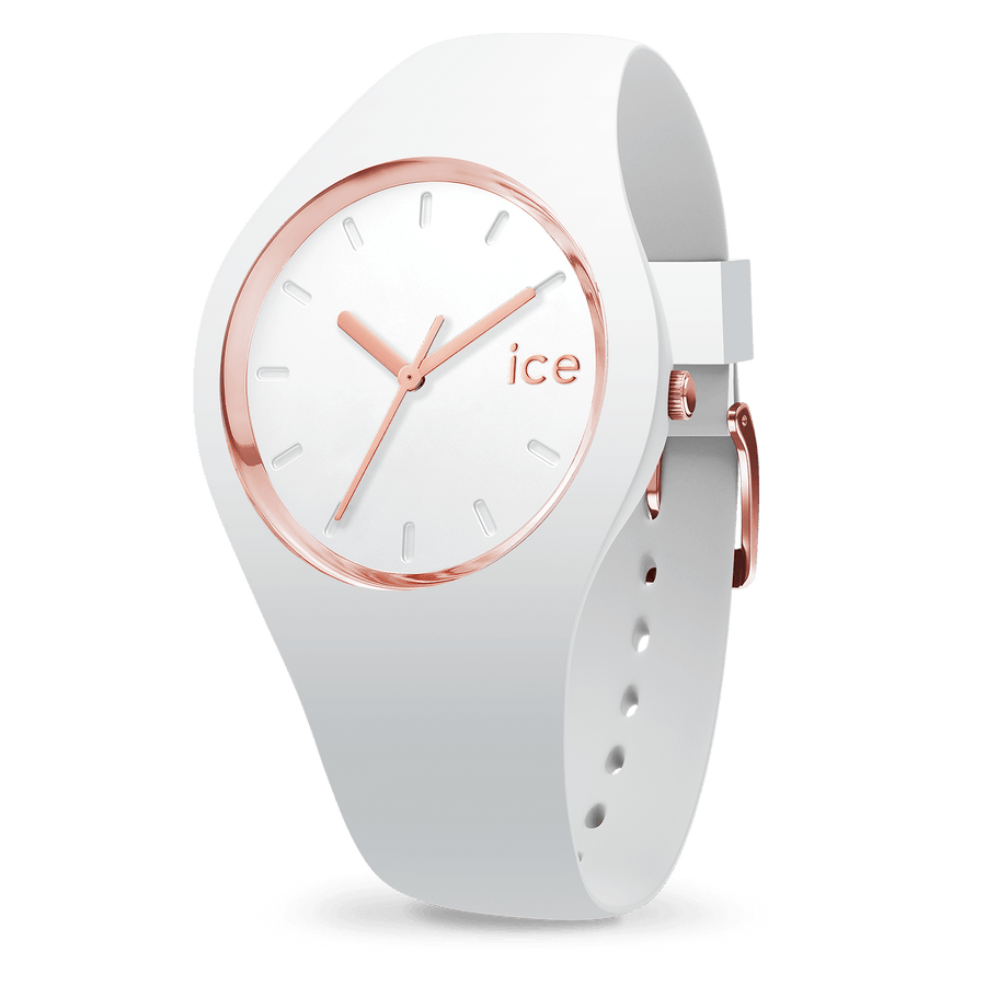 Ice Watch - Medium White Rose Gold Silicone Watch