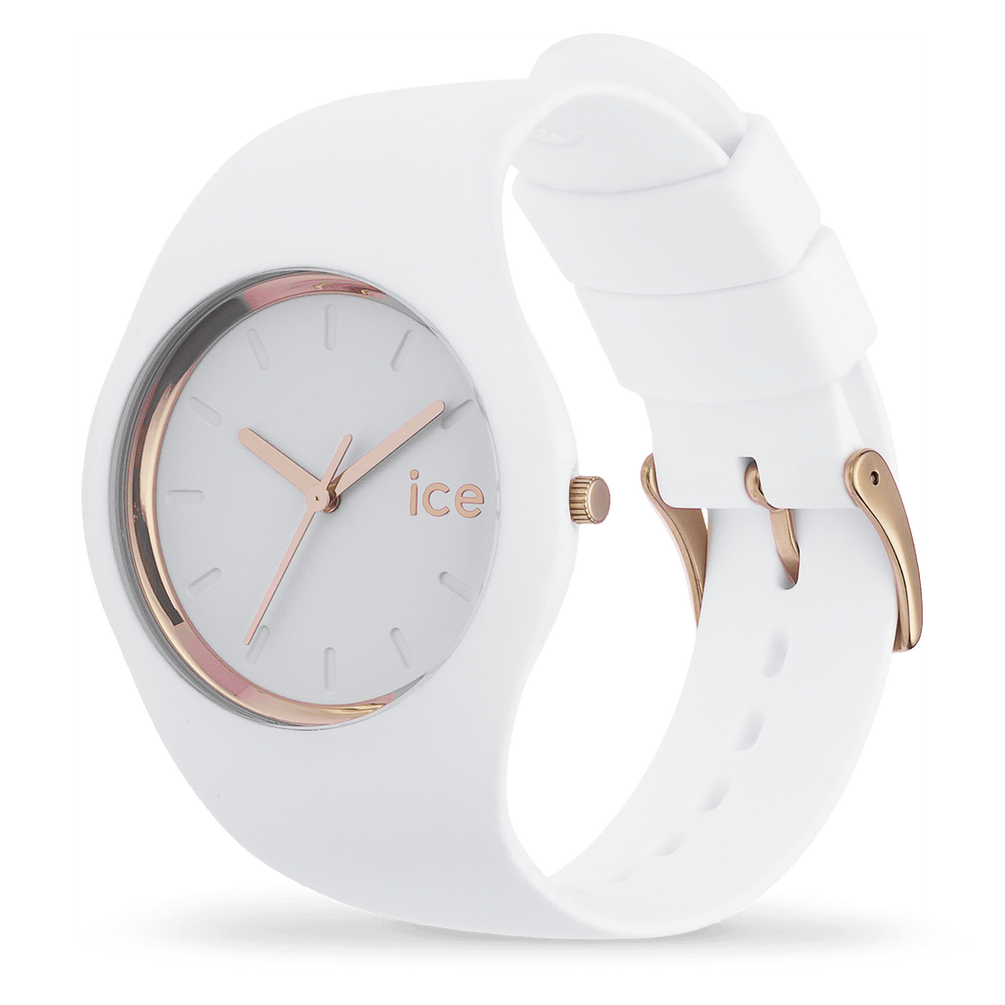 Ice Watch - Mittelgroße Uhr aus Silikon in Weiß-Roségold