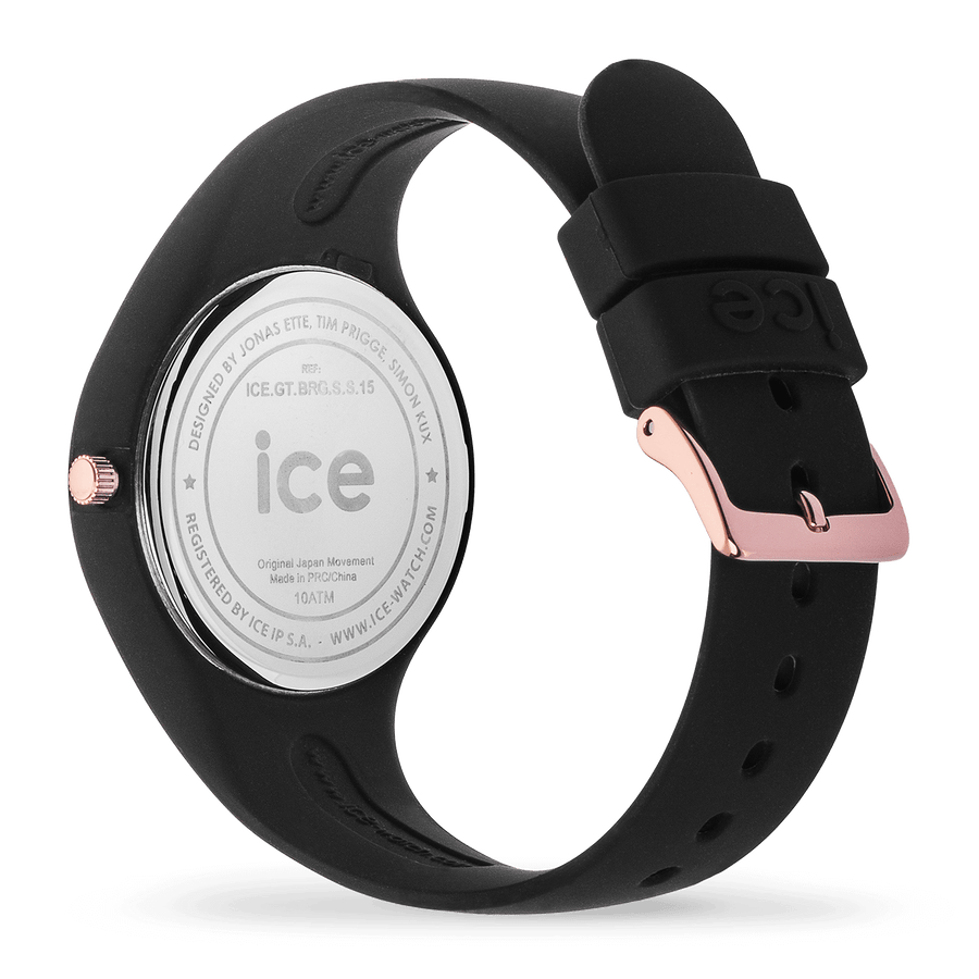 Ice Watch Montre Silicone Noire & Paillettes Roses Small_Pixies