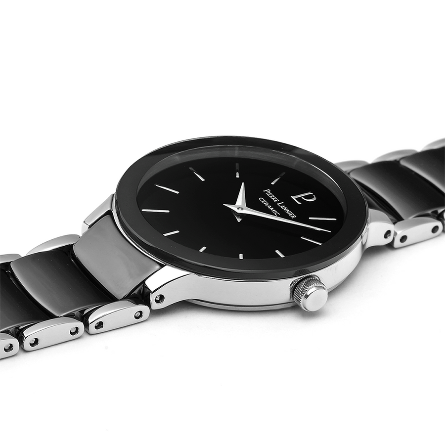 Pierre Lannier Montre Céramique Cadran Noir Bracelet Acier_Pixies