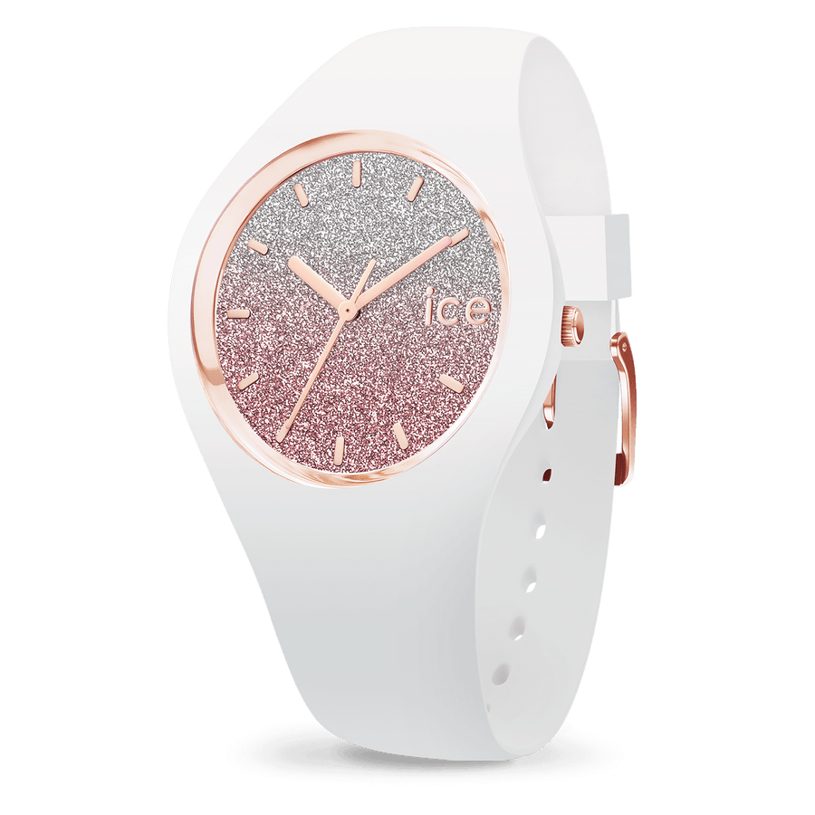 Ice Watch Montre Silicone Blanc & Paillette Roses Small_Pixies