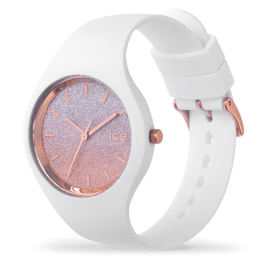 Ice Watch Montre Silicone Blanc & Paillette Roses Small_Pixies