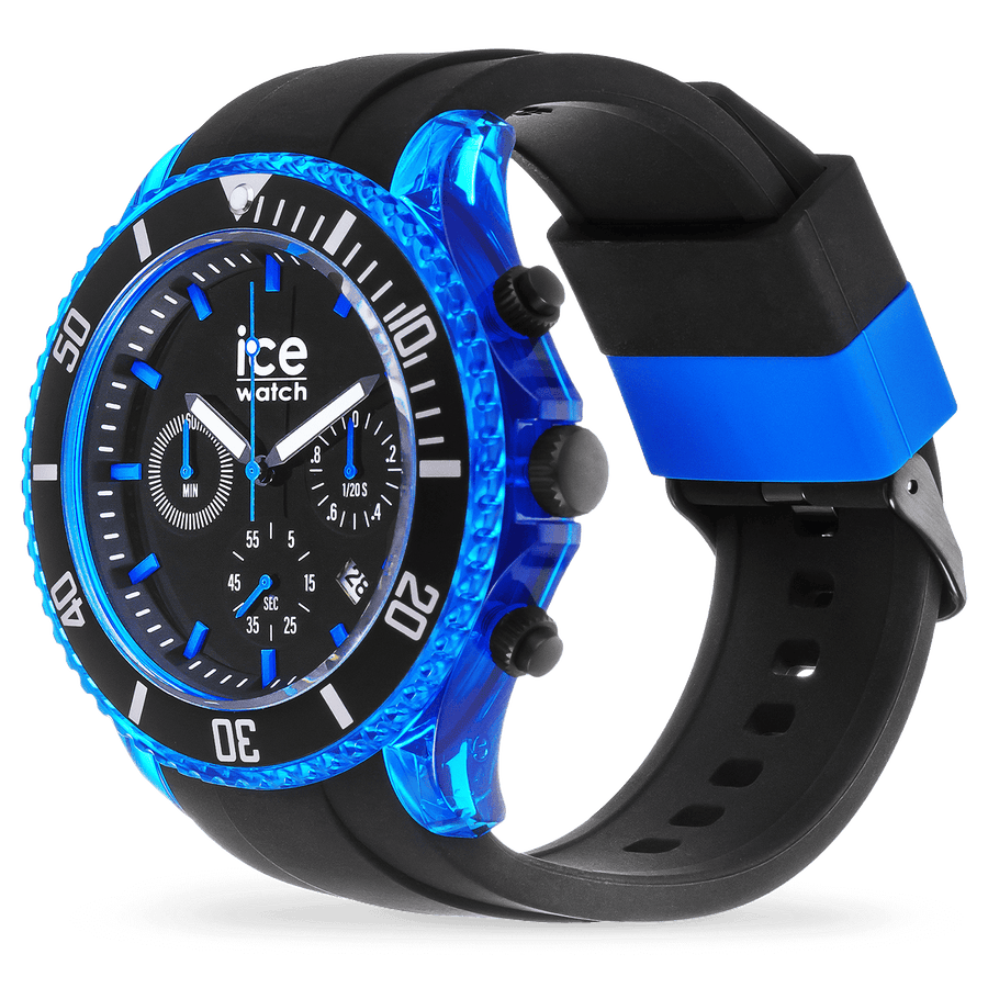 Ice Chrono Montre Silicone Bleu Noir XL_Pixies