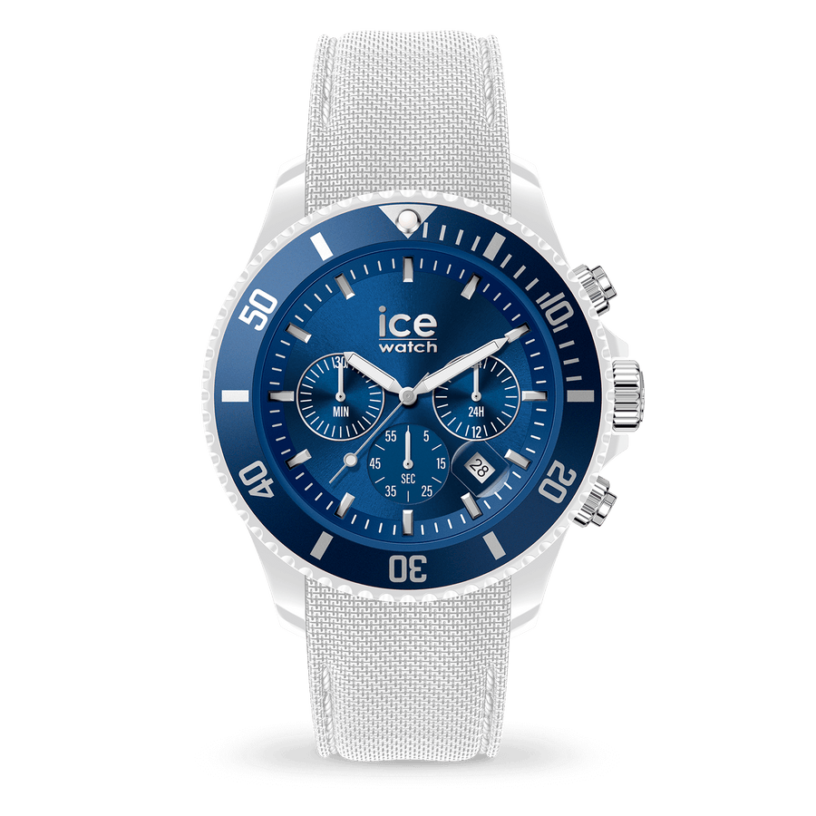 Ice Chrono Montre Silicone Blanc & Bleu Large_Pixies