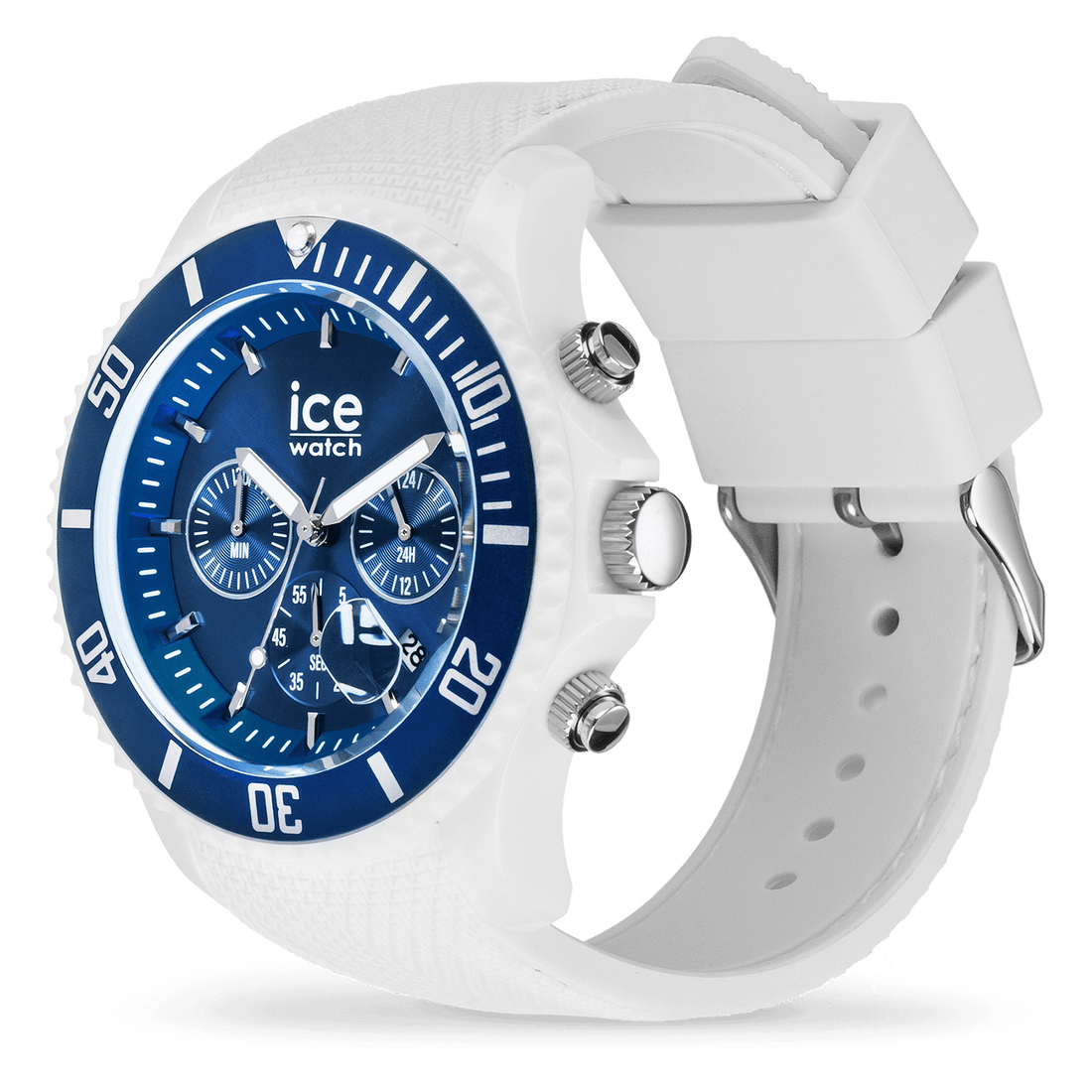 Ice Chrono Montre Silicone Blanc & Bleu Large_Pixies