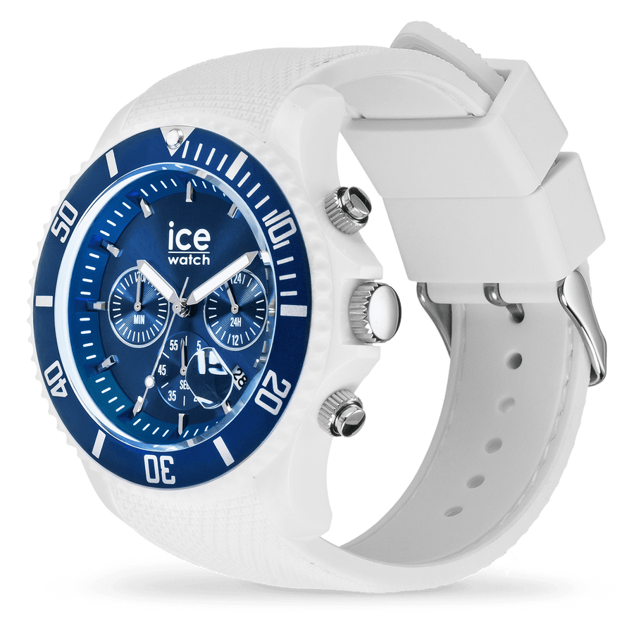 Ice Chrono Montre Silicone Blanc & Bleu Large_Pixies