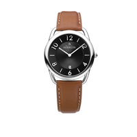 Michel Herbelin Montre Equinoxe Cuir Marron Cadran Noir_Pixies