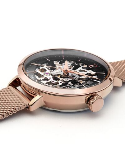 Pierre Lannier Automatic Watch Rose Gold & Black Pixies
