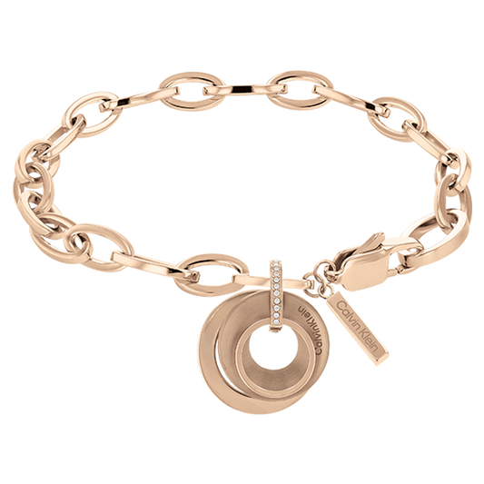 Calvin Klein Bracelet Pendentif Cercles & Cristaux Rose Doré_Pixies