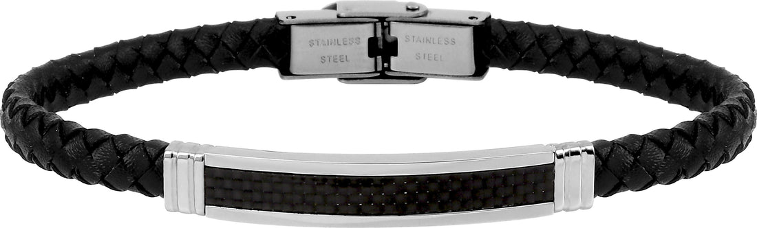 Pixies Bracelet Cuir Tressé & Carbone Noir_Pixies