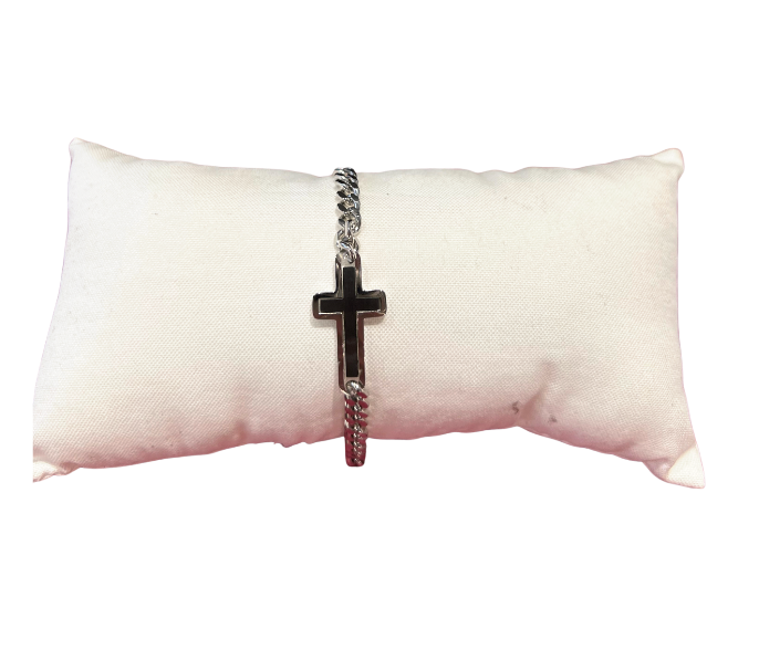 Bracelet Homme en Acier "Design Croix Noire"