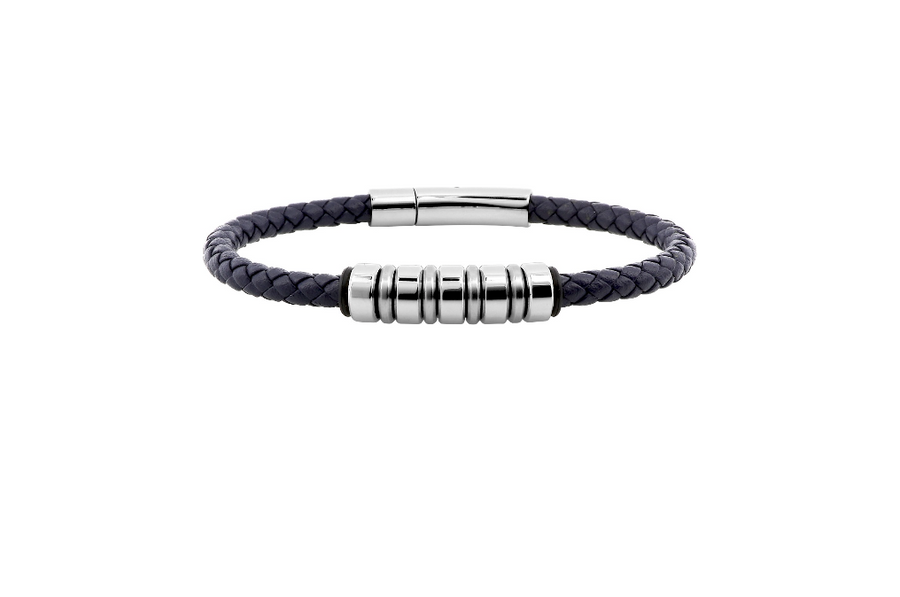 Bracelet Homme en Cuire et en Acier 