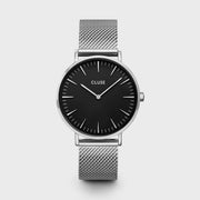 Cluse - Boho Chic Mesh Schwarz Silber Uhr