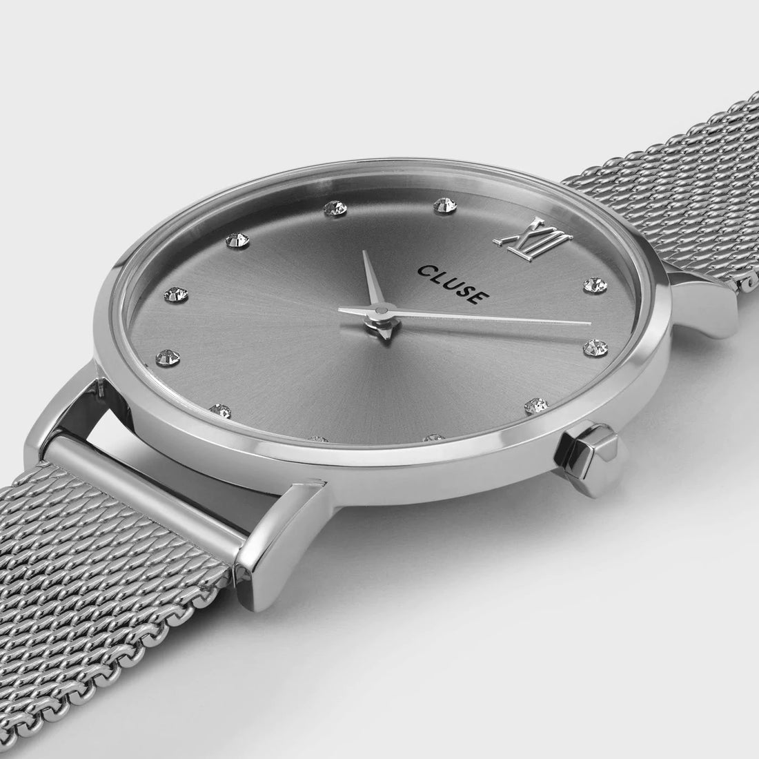 Cluse - Montre Minuit Mesh Grise & Cristaux