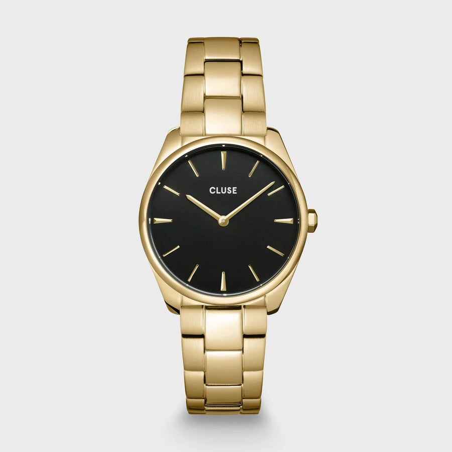 Cluse Montre La Féroce Petite Steel Dorée Cadran noir_Pixies