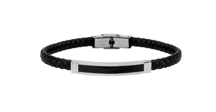 Pixies Bracelet Cuir Tressé & Carbone Noir_Pixies