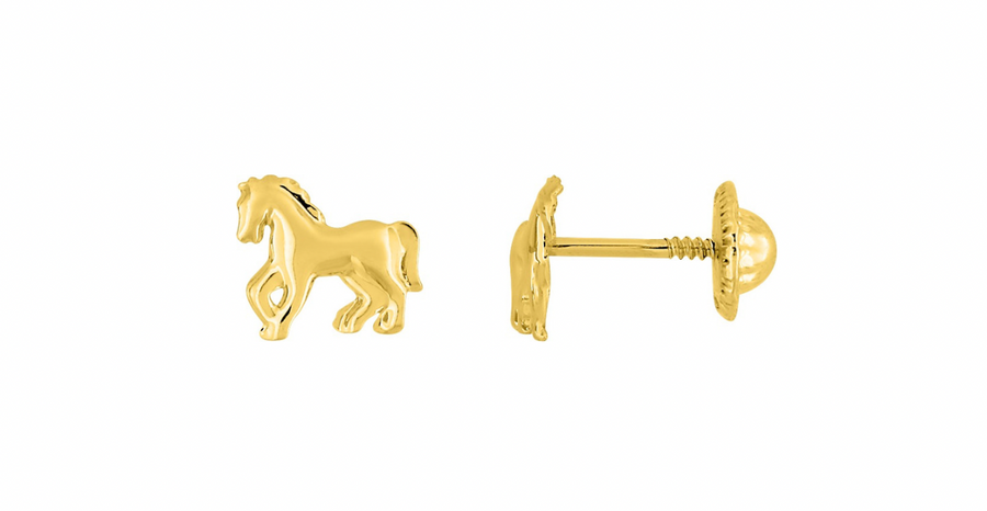 Pixies Boucles d'Oreilles Cheval Or Jaune_Pixies