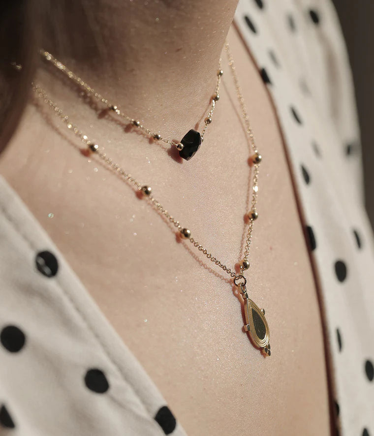 Zag Bijoux Collier Velasquez Onyx Noir Acier Doré_Pixies