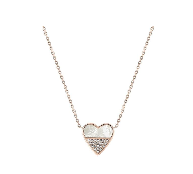 Collier Femme Acier Inoxydable "Coeur Rose"