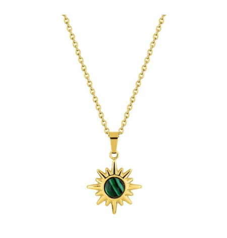 Collier Femme Acier Inoxydable "Pierre Malachite"