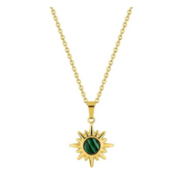 Collier Femme Acier Inoxydable "Pierre Malachite"