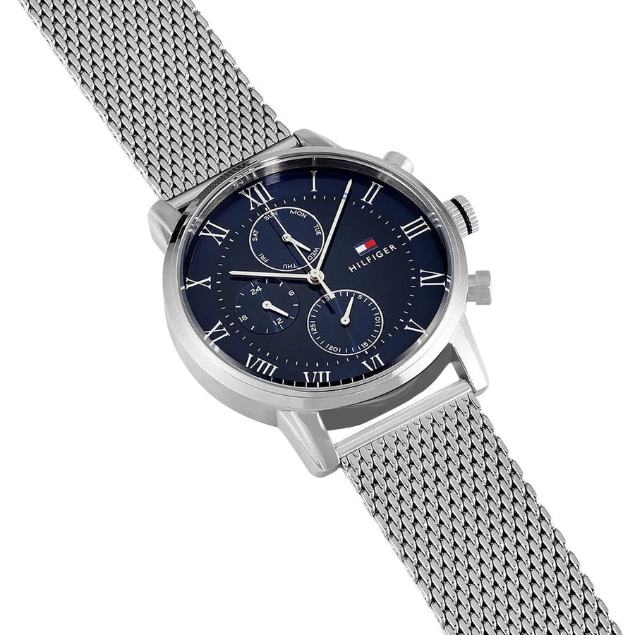 Tommy Hilfiger Montre Multifonctions Argentée Cadran Bleu_Pixies