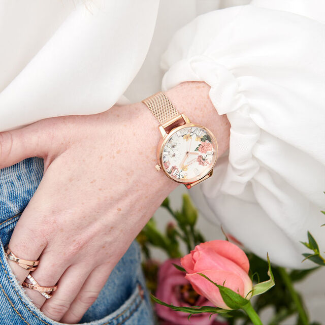 Olivia Burton Montre Sparkle Florals Rose Gold_Pixies