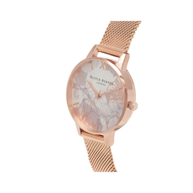 Olivia Burton Montre Florale Rose Gold Maille Milanaise_Pixies