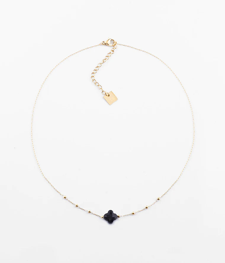 Zag Bijoux Collier Velasquez Onyx Noir Acier Doré_Pixies