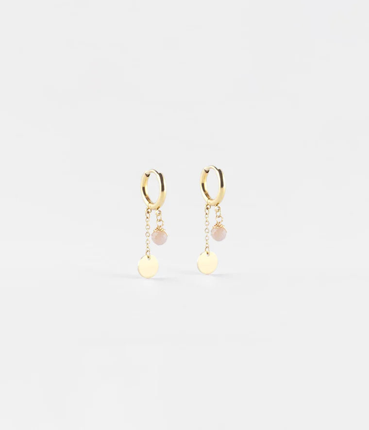 Boucles d'Oreilles Zag Joséphine Acier Pierre de Soleil_PIXIES BIJOUX