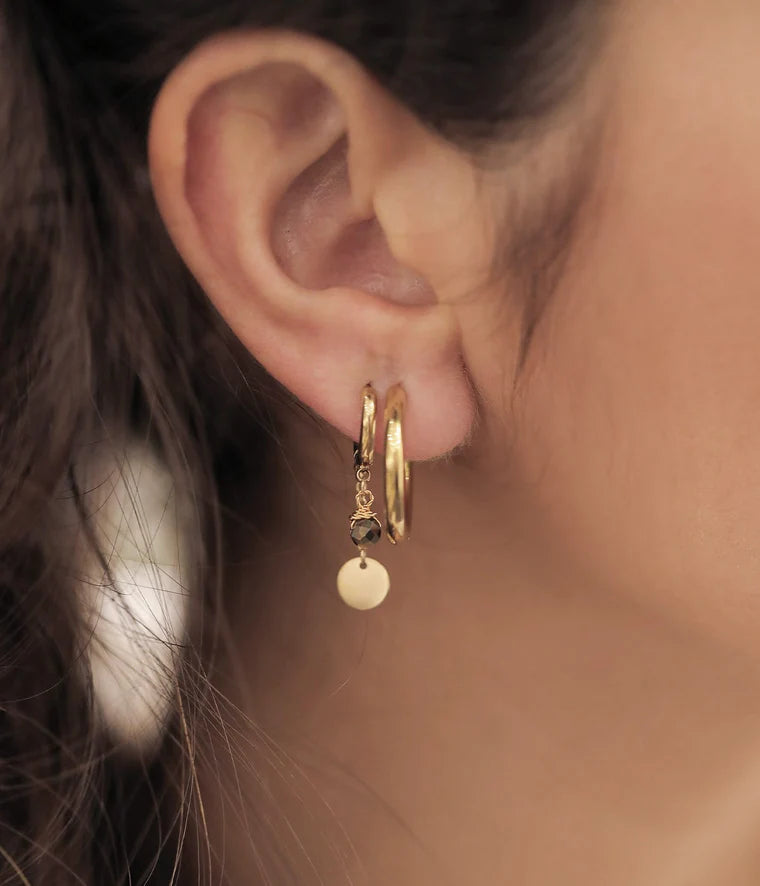 Zag Bijoux - Boucles d'Oreilles Joséphine Acier Pierre de Soleil