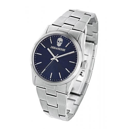 Zadig & Voltaire Montre Bleue & Acier Tête De Mort_Pixies