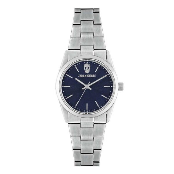 Zadig & Voltaire Montre Bleue & Acier Tête De Mort_Pixies