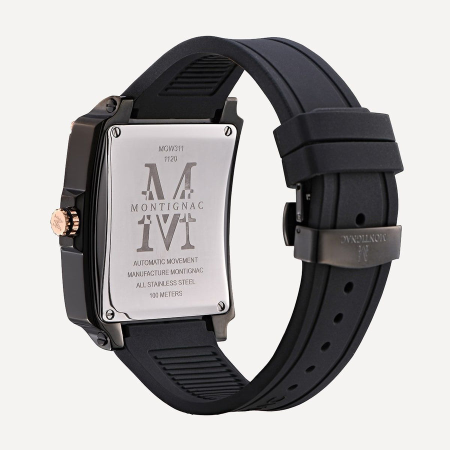 Montignac Montre Square Silicone Noire & Cadran Carré_Pixies