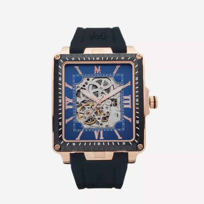 Montignac Montre Automatique Silicone Noir Gold & Bleu_Pixies