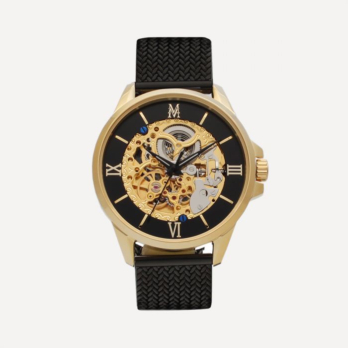 Montignac Montre Automatique Maille Milanaise Chic Noir & Gold_Pixies